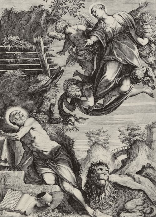 Carracci, Agostino: Die Madonna erscheint dem Hl. Hieronymus