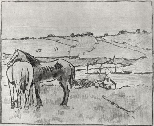 Degas, Edgar Germain Hilaire: Pferde auf der Wiese