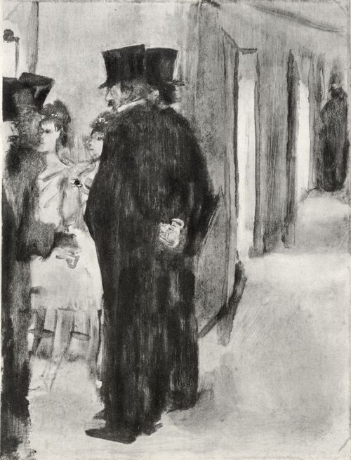Degas, Edgar Germain Hilaire: Pauline und Virgine beim Plaudern mit ihren Bewunderern