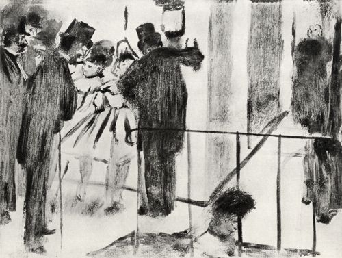 Degas, Edgar Germain Hilaire: Pauline und Virgine beim Plaudern mit ihren Bewunderern