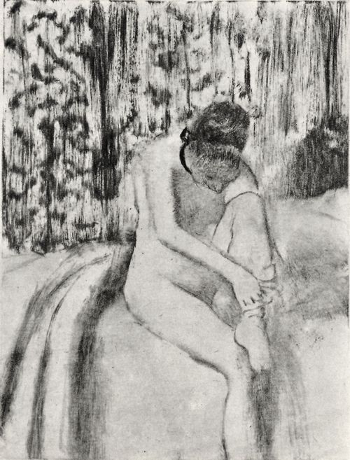 Degas, Edgar Germain Hilaire: Frau beim Strmpfe anziehen