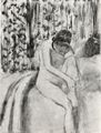 Degas, Edgar Germain Hilaire: Frau beim Strümpfe anziehen