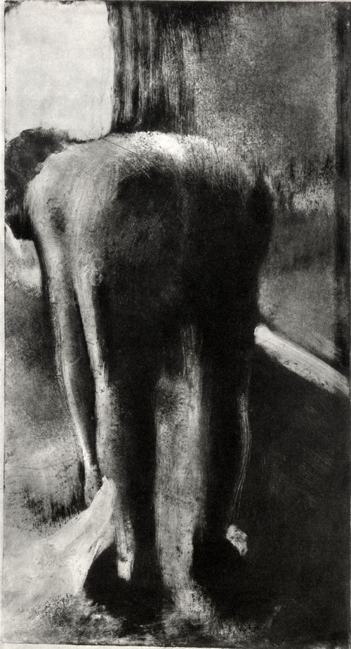 Degas, Edgar Germain Hilaire: Frau neben einer Badewanne, sich die Fsse abtrocknend