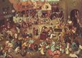 Bruegel d. Ä., Pieter: Serie der sogenannten bilderbogenartigen Gemälde, Szene: Streit des Karnevals mit der Fastenzeit