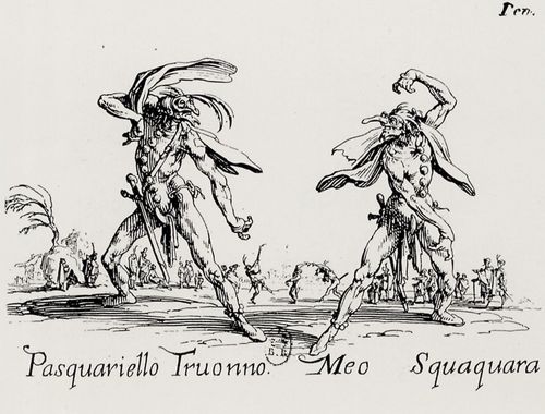 Callot, Jacques: Folge der »Balli di Sfessania«, Pasquariello Truonno und Meo Squaquara