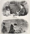 Daumier, Honoré: Der Chef tafelt. Der Angestellte hat Mittagspause.