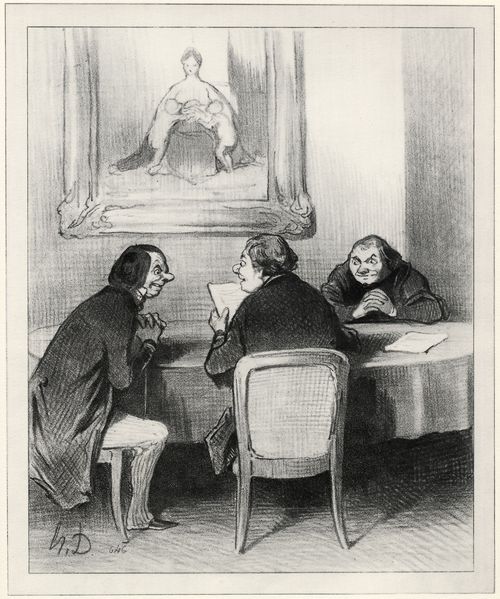 Daumier, Honor: Die Philanthropen des Tages: 4; Das Wohlttigkeitskomitee: »Zunchst erhlt jeder der Herren Direktoren dreitausend Mark Aufwandsentschdigung.«
