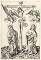 Meister E.S.: Christus am Kreuz, mit zwei Engeln, Maria und Johannes