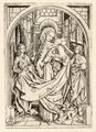 Meister E.S.: Madonna mit zwei Engeln, vor dem Thron stehend