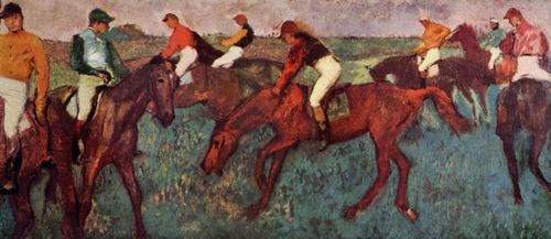 Degas, Edgar Germain Hilaire: Vor dem Start (Jockeis beim Training)