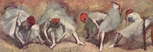 Degas, Edgar Germain Hilaire: Tanzerinnen ihre Schuhe bindend