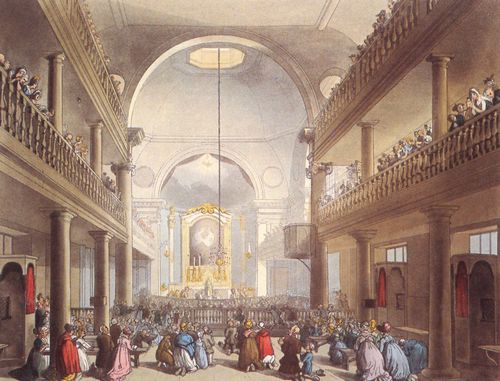 Rowlandson, Thomas: Der Mikrokosmos von London (London als Miniatur): Die rmische-katholische Kirche