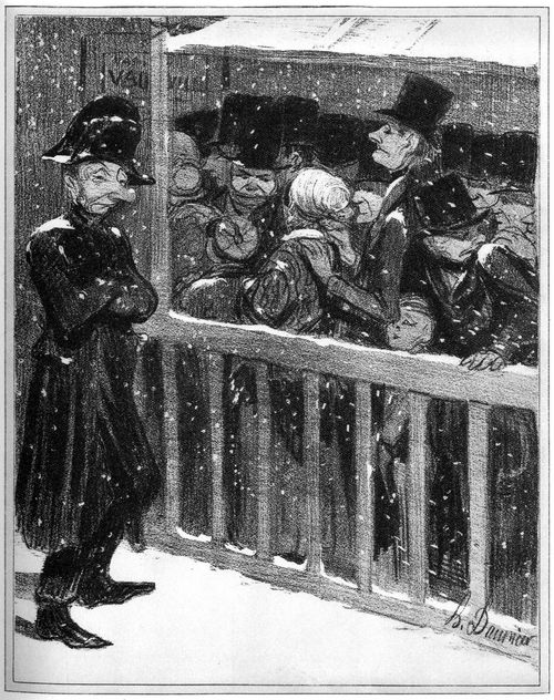 Daumier, Honor: Pariser Emotionen: Der Andrang an der Kasse (unter Polizeiaufsicht)