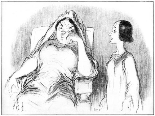 Daumier, Honor: Tragische Physiognomien: Die kleinsten Vgel nhrt sie auf dem Feld, - An ihrem Busen ruht die ganze Welt