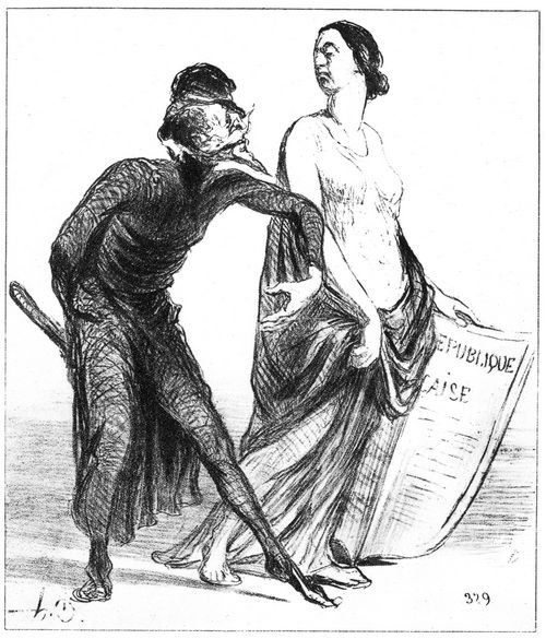 Daumier, Honor: Aktuelles: Die franzsische Republik verzichtet auf den Arm des Royalisten