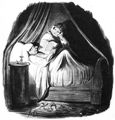 Daumier, Honoré: Eheliche Sitten: Er liest laut von den Wonnen der Liebe vor, sie stellt stille Betrachtungen an