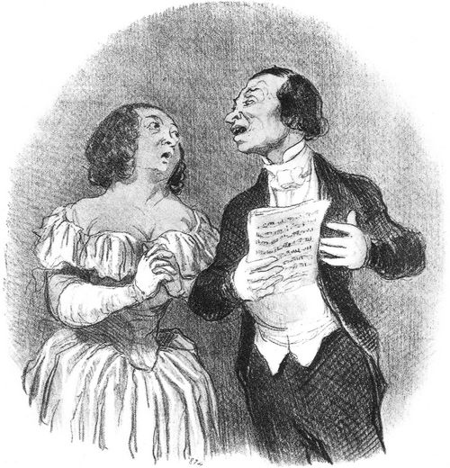 Daumier, Honor: Die Schauspieler der Gesellschaft: »Ich lie-ie-ie-ie-iebe Dich...« (Keiner merkt was davon)