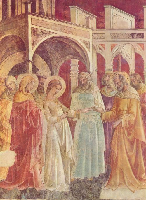Lorenzo Monaco, Don: Fresken der Bartolini-Kapelle der Sta. Trinità in Florenz, Szene: Vermählung der Hl. Jungfrau, Detail