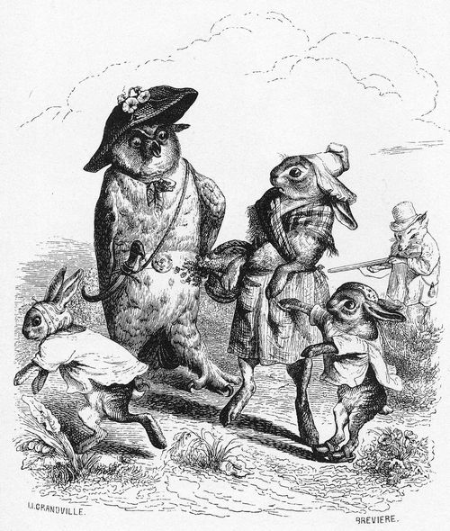 Grandville: Bilder aus dem Staats- und Familienleben der Tiere: Die Lebensgeschichte eines Hasen, mitgeteilt von einer Elster, seiner Freundin, 5. Szene