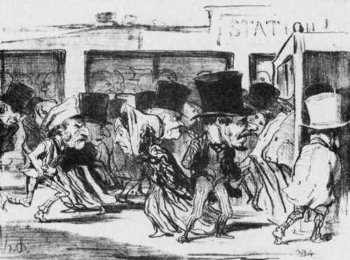 Daumier, Honor: Physiognomien der Eisenbahn: Ankunft an einer Haltestelle