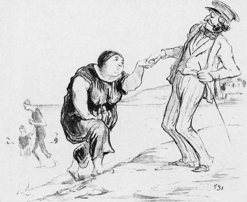 Daumier, Honor: Wasserskizzen: Die Welle, die sie trug, zieht sich entsetzt zurck!