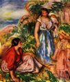 Renoir, Pierre-Auguste: Zwei Frauen mit jungem Mädchen in einer Landschaft