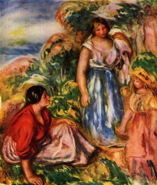 Renoir, Pierre-Auguste: Zwei Frauen mit jungem Mdchen in einer Landschaft