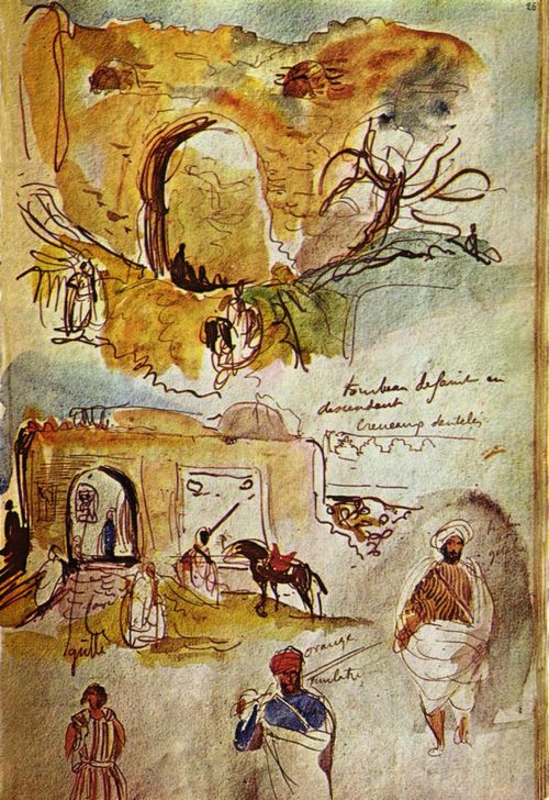 Delacroix, Eugne Ferdinand Victor: Stadtmauer von Meknes (aus dem marokkanischem Skizzenbuch)