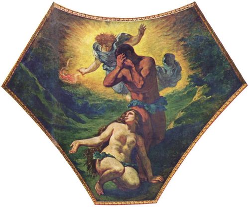 Delacroix, Eugne Ferdinand Victor: Palais Bourbon, Malerei in der Kuppel der Theologie, Szene: Adam und Eva