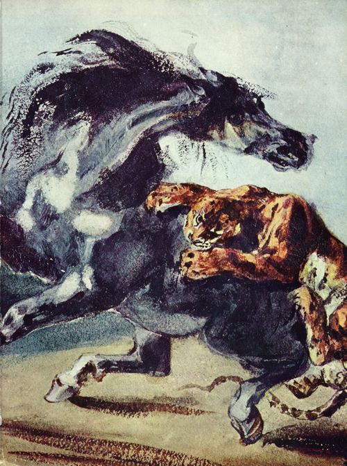 Delacroix, Eugne Ferdinand Victor: Tiger greift ein Pferd an