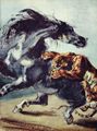 Delacroix, Eugène Ferdinand Victor: Tiger greift ein Pferd an