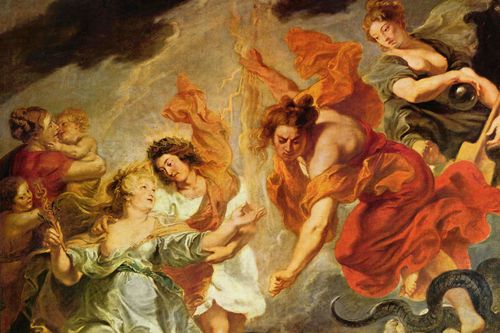 Rubens, Peter Paul: Gemldezyklus fr Maria de' Medici, Knigin von Frankreich, Szene: Vershnung von Ludwig und Maria, Detail