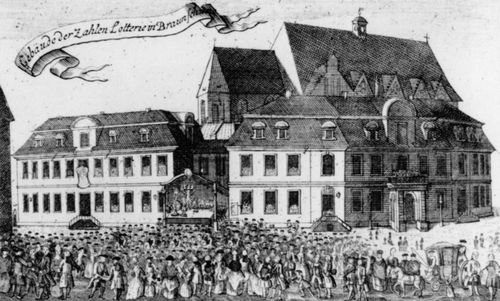 Beck, Anton August: Braunschweig, An der gidienkirche, Lotteriegebude von Norden