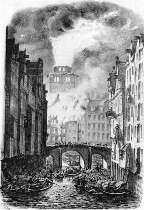 Speckter, Otto: Hamburg, Nikolaikirche nach dem zweiten Einsturz (Stadtbrand von 1842)