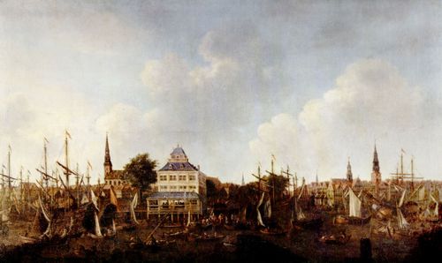 Stuhr, Johann Georg: Hamburg, Binnenhafen mit Baumhaus