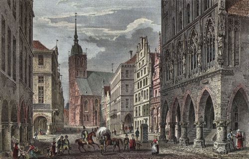 Kolb, Joseph Maximilian: Münster (Westf.), Prinzipalmarkt mit Rathaus und Lambertikirche