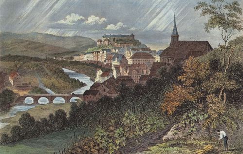 Poppel, Johann Gabriel Friedrich: Tbingen, Neckarufer mit Stiftskirche und Schloss Hohentbingen