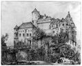Quaglio, Domenico: Burghausen, Burg mit Abschnittsgraben und Brücke von Norden aus