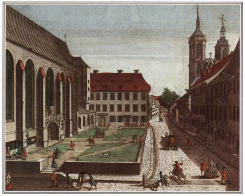 Probst, Georg Balthasar: Gttingen, Paulinerstrae mit Universittskirche (ehem. Paulinerkirche der Dominikaner)