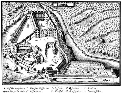 Merian d. ., Matthus: Wolfegg, Schlossanlage und Garten