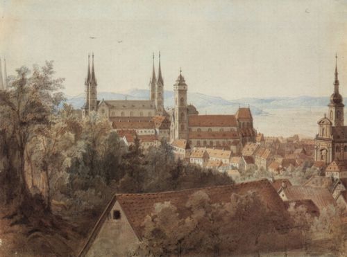 Meinelt, Carl: Bamberg, Obere Pfarrkirche und Dom von Sden aus