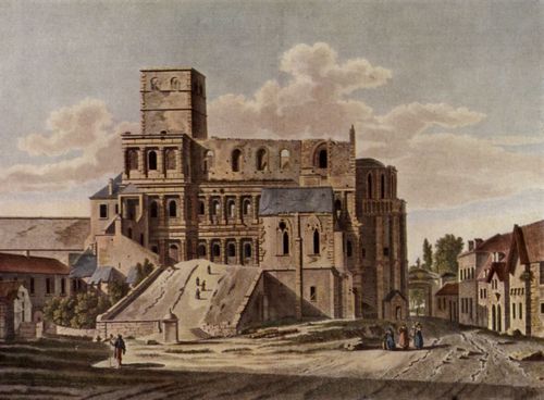 Bence, Jacques Martin Silvestre: Trier, Porta Nigra und Simeonskirche, Stadtseite