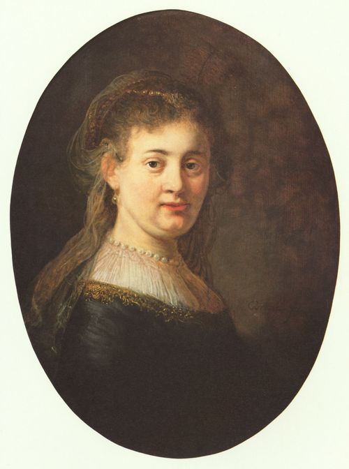 Rembrandt Harmensz. van Rijn: Portrt der Saskia mit Schleier, Oval
