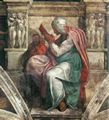 Michelangelo Buonarroti: Sixtinische Kapelle, Sibyllen und Propheten, Szene in Lnette: Die Persische Sibylle