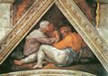 Michelangelo Buonarroti: Sixtinische Kapelle, Die Vorfahren Christi: Stichkappe mit König Josias als Kind und den Eltern