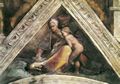 Michelangelo Buonarroti: Sixtinische Kapelle, Die Vorfahren Christi: Stichkappe mit der Familie des Königs Salomon