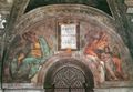 Michelangelo Buonarroti: Sixtinische Kapelle, Die Vorfahren Christi: Lünette mit Ozias, Jethan und Achaz