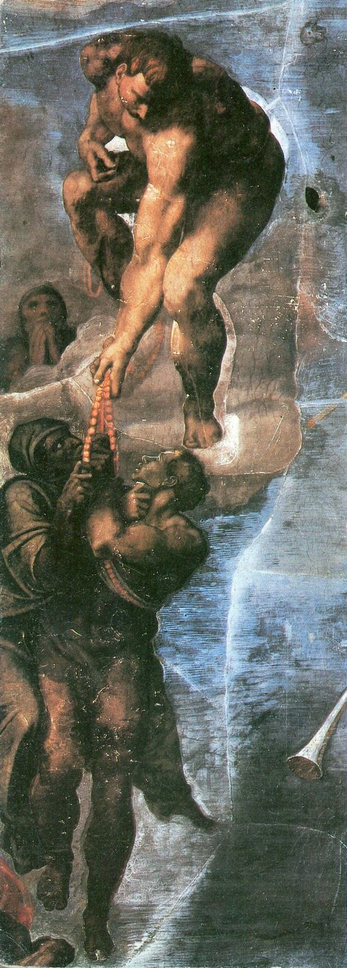 Michelangelo Buonarroti: Sixtinische Kapelle, Altarwand, Das Jngste Gericht, Detail: Die Gruppe der Auserwhlten, genannt des Rosenkranzes