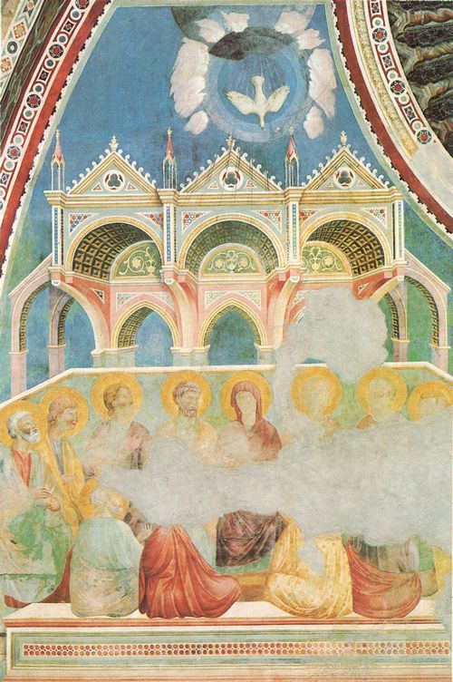 Giotto di Bondone: Fresken in der Kirche San Francesco in Assisi, Szene: Herabkunft des Heiligen Geistes