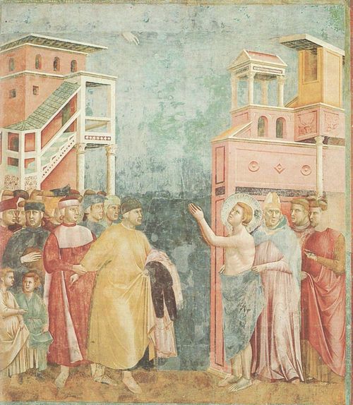Giotto di Bondone: Fresken in der Kirche San Francesco in Assisi, Szene: Der Verzicht auf die Habe